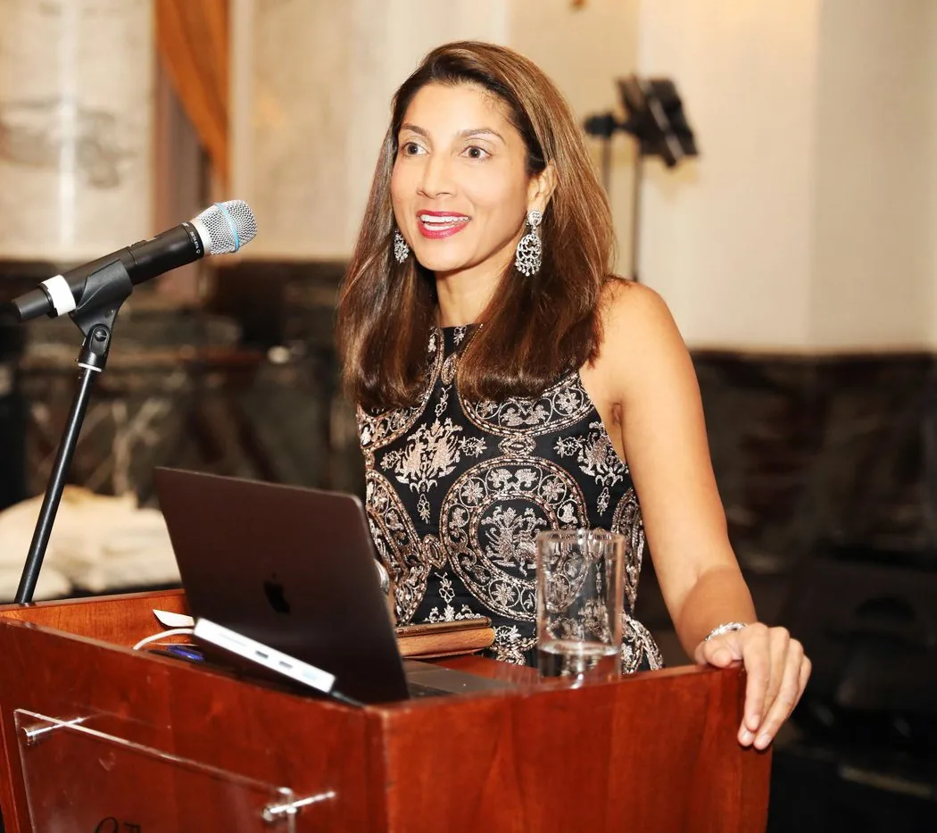 Aliya Kanji speaking at an event