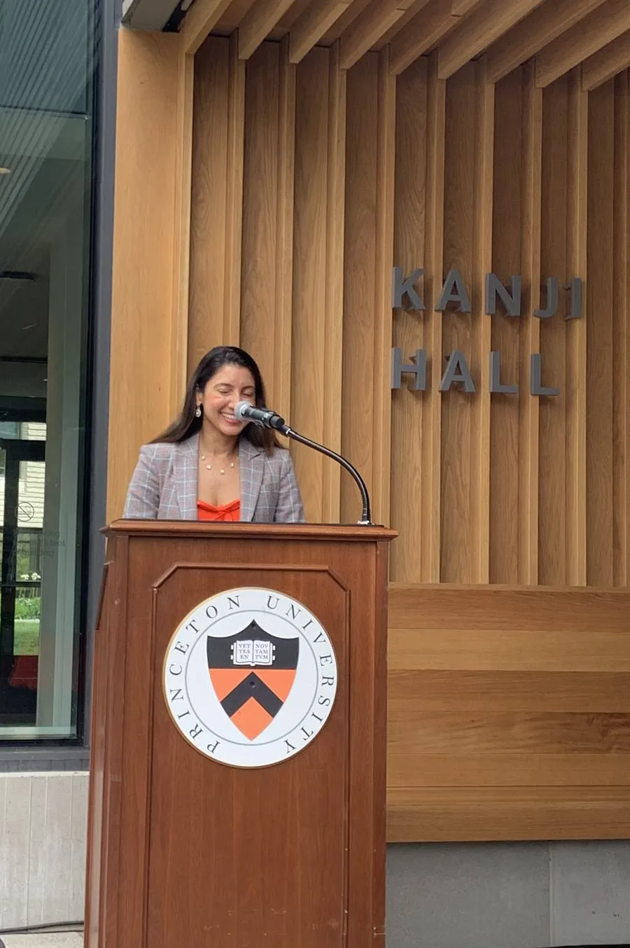 Aliya at the Princeton podium in Kanji Hall